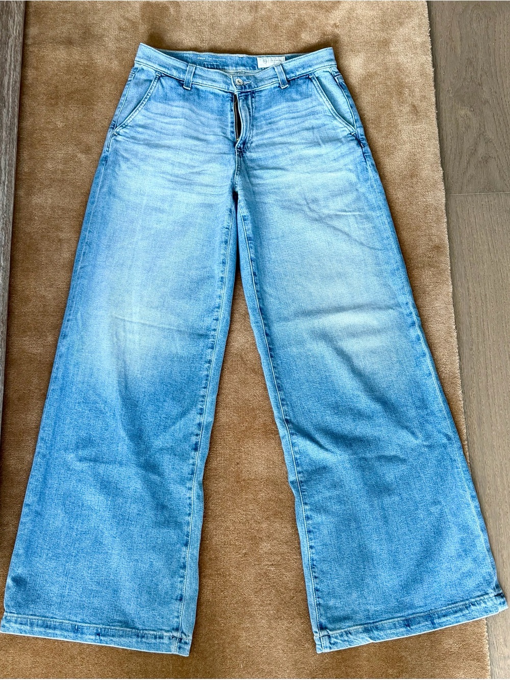 Ag Adriano Goldschmied Light Wash Wide Leg Flare Jeans